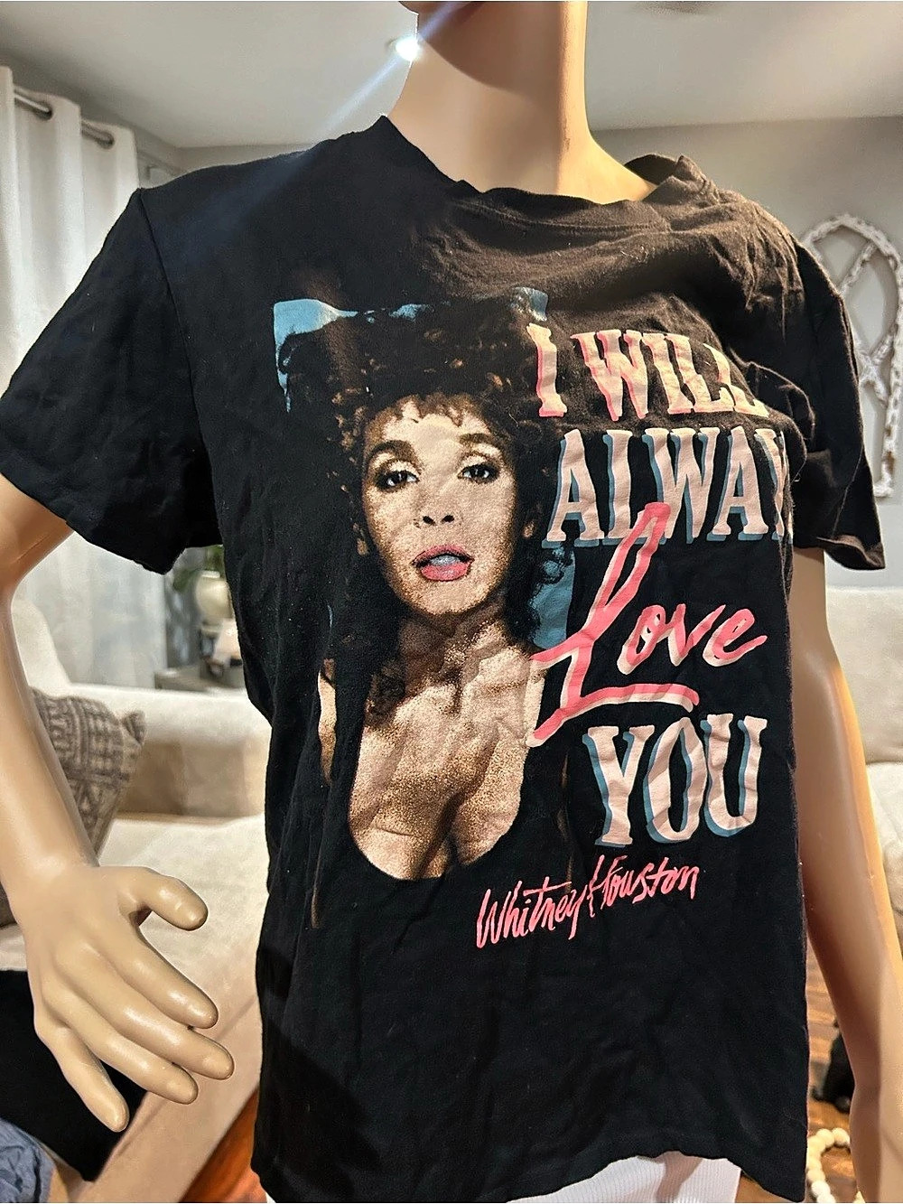 Whitney Houston I Will Always Love You Graphic Tee Graphic Tee Black XL
